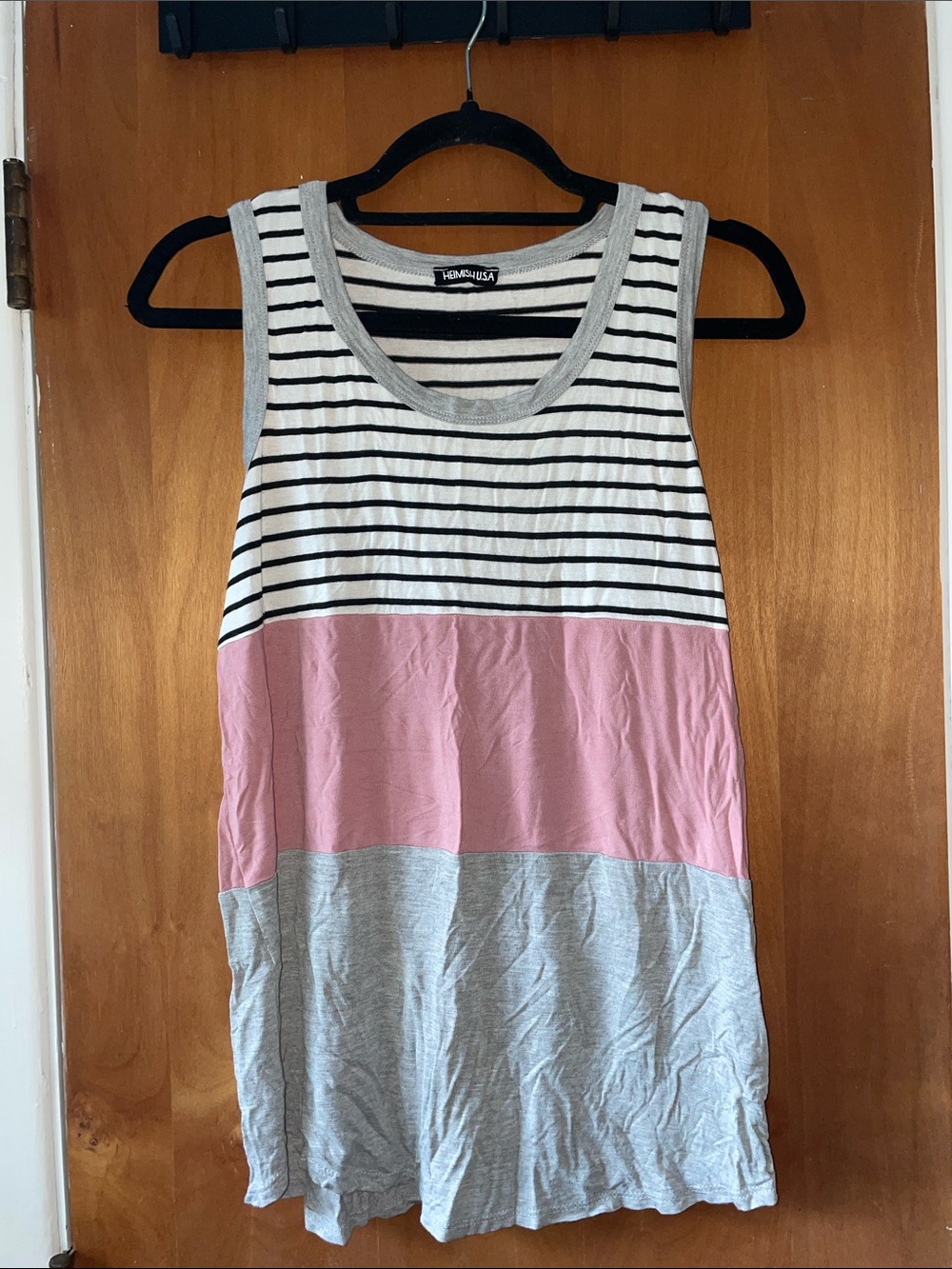 HEIMISH USA Black, White & Pink Colorblock Tank Top